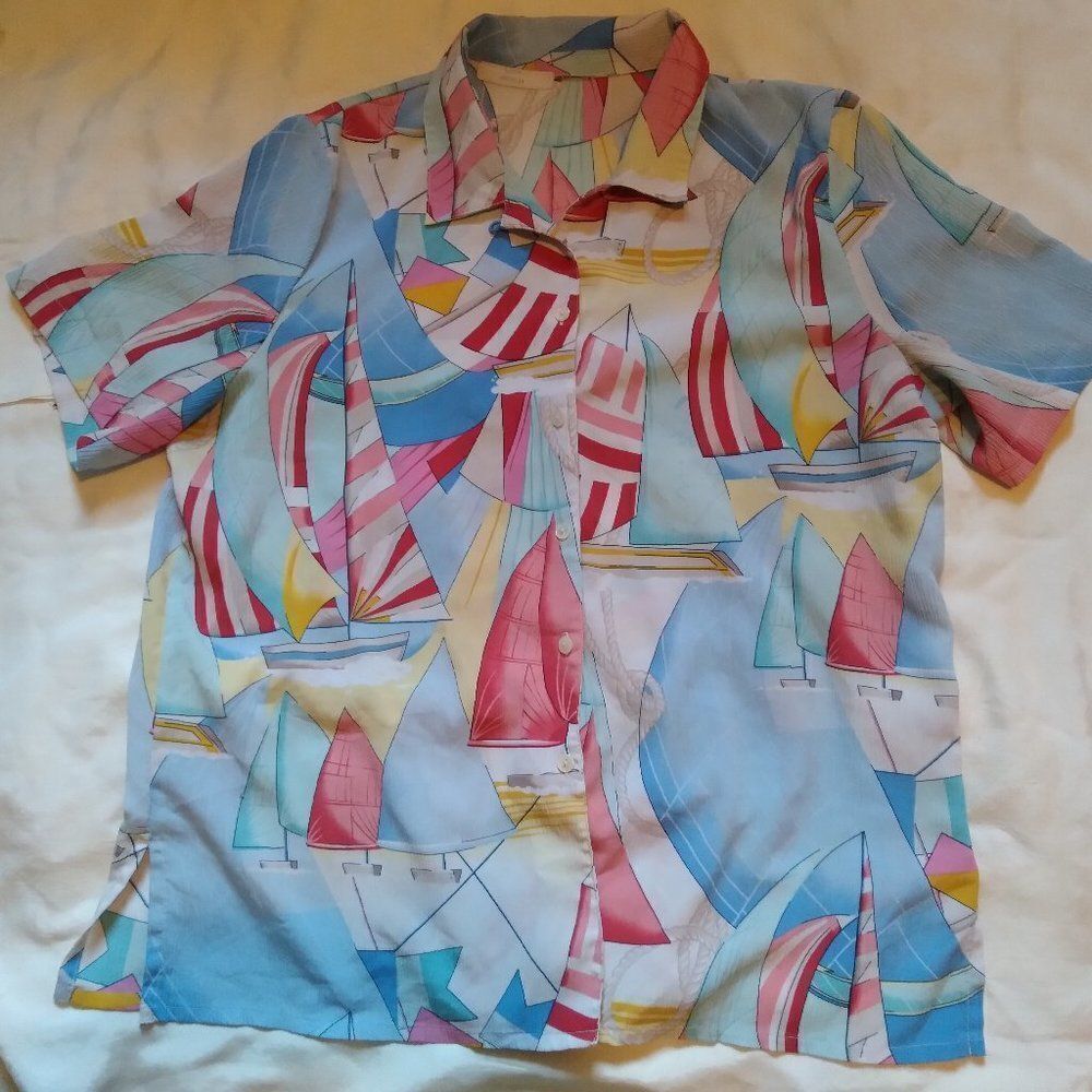 Vintage Sailboats Abstract Geometric Pattern Shirt